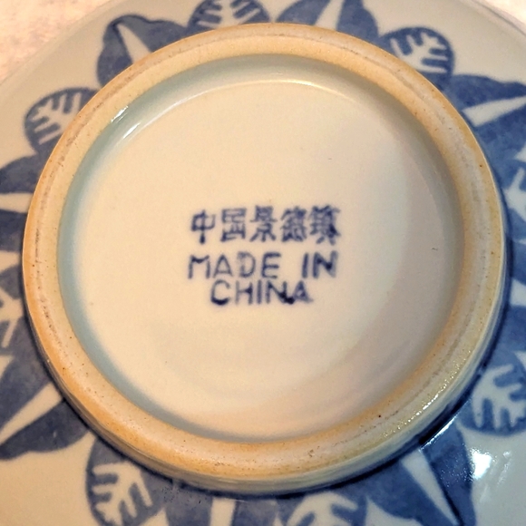 Vintage Chinese Porcelain Rice Eyes Soup Bowl, Blue & White Dragon - Picture 4 of 5